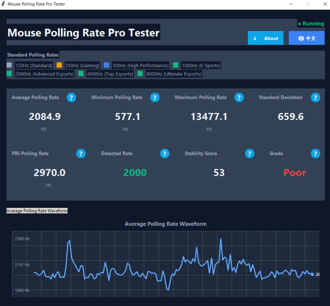 Desktop testing tool interface screenshot